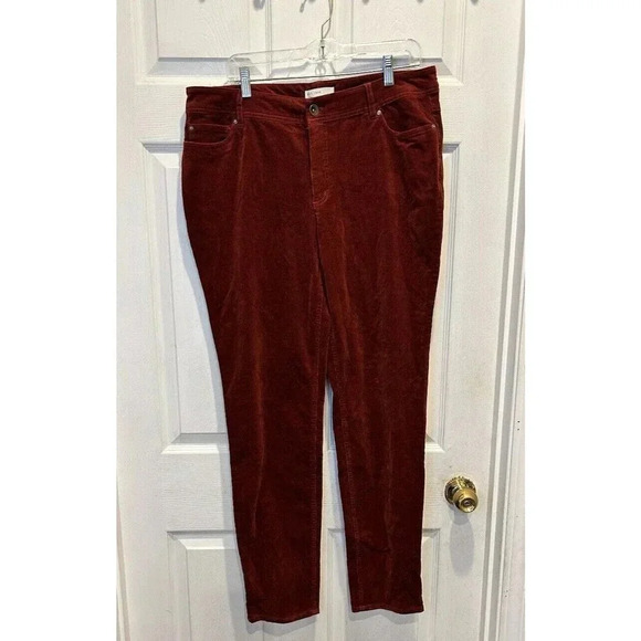 Cato Est.1946 Contemporary Red Brown Burnt Orange Corduroy Pants Size 14 - Picture 1 of 7